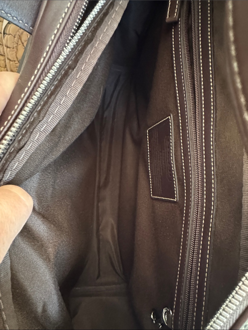 Coach Mahogany Brown Leather Briefcase with Shoulder Strap and Silver Accents 🤎 - Picture 8 of 16